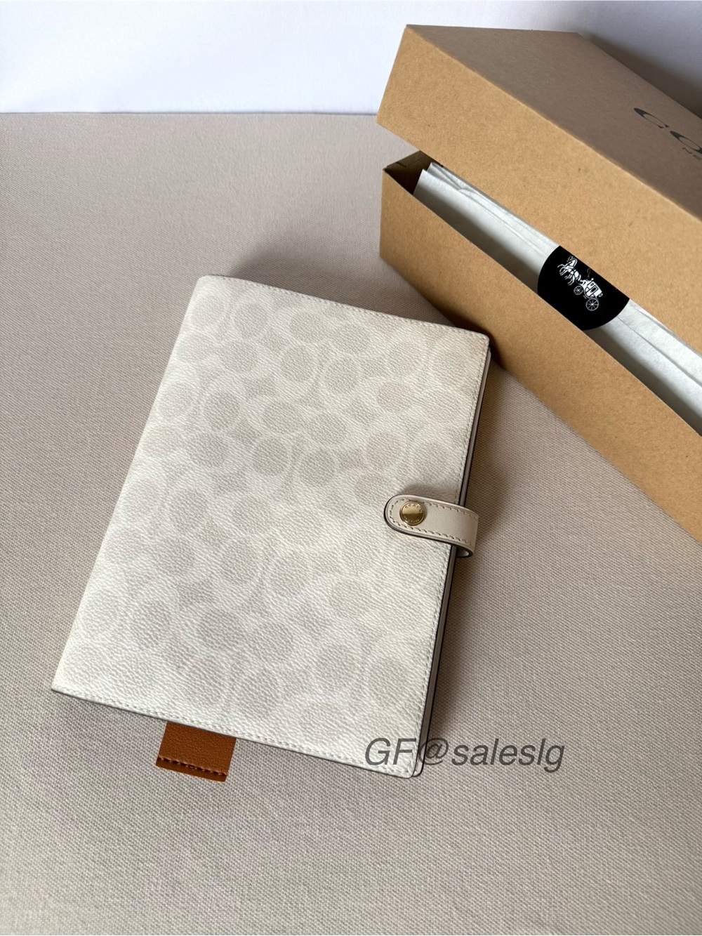 Coach notebook Gift Set Boxed Signature Chalk White/Gold Ready Gift Bundle